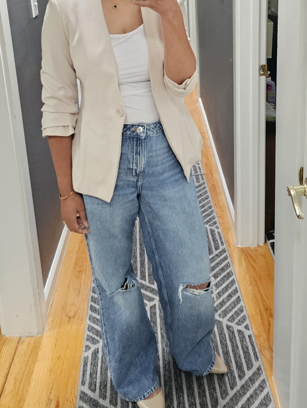 Forever 21 Light Cream Single-Button Blazer